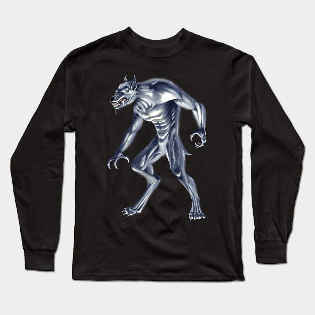 Dogman Cryptid Beast Long Sleeve T-Shirt by underheaven